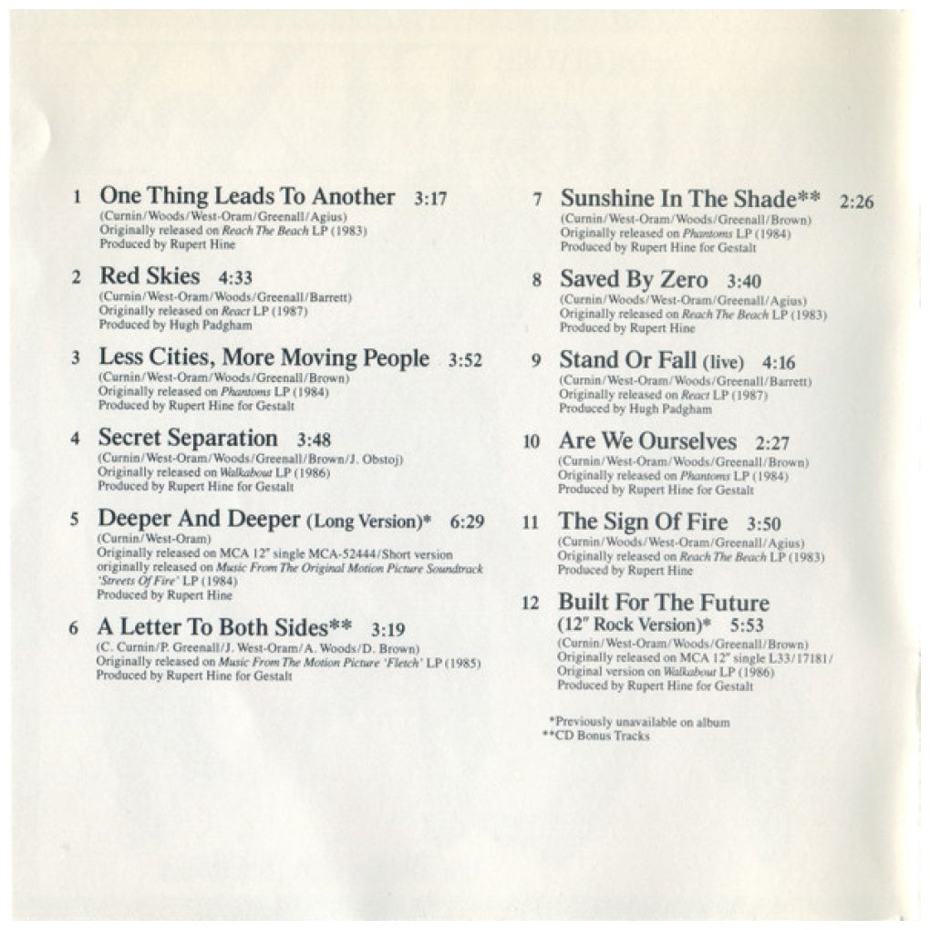 FIXX - ONE THING LEADS TO ANOTHER: GREATEST HITS | CD USADO