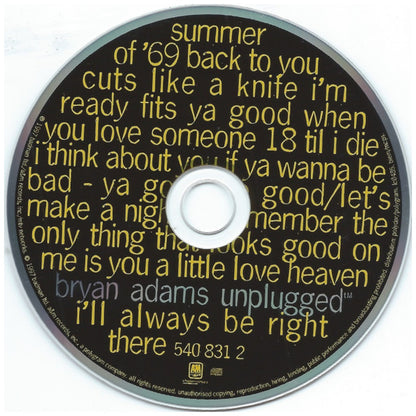 BRYAN ADAMS - MTV UNPLUGGED | CD USADO