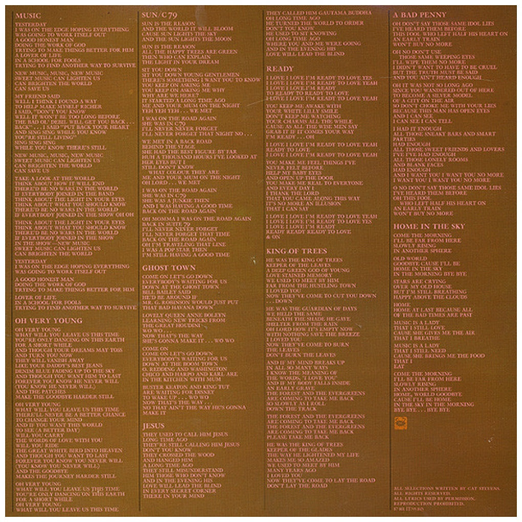 CAT STEVENS - BUDDHA AND THE CHOCOLATE BOX | VINILO USADO
