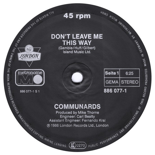 COMMUNARDS - DON T LEAVE ME THIS WAY | 12" MAXI SINGLE VINILO USADO