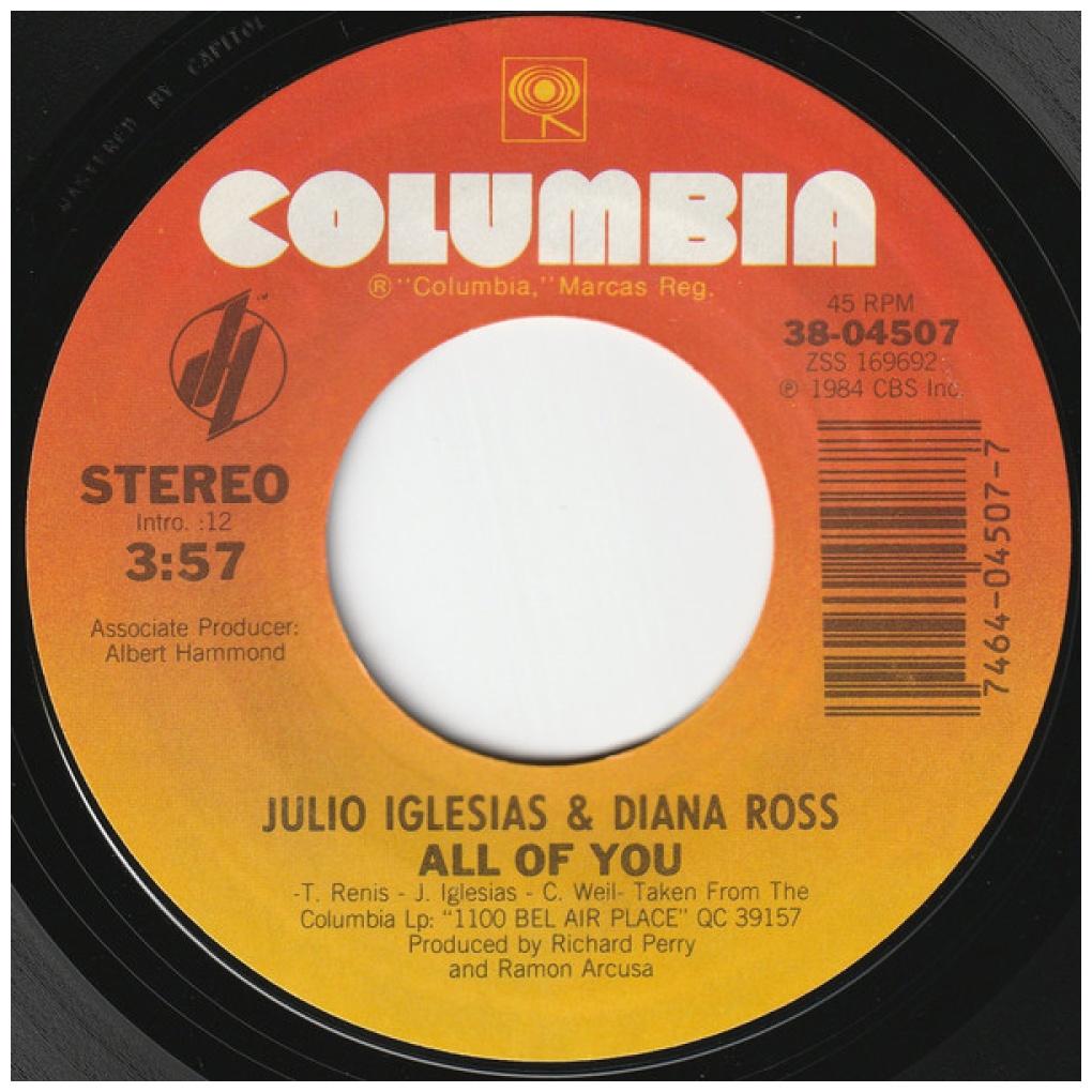 JULIO IGLESIAS & DIANA ROSS - ALL OF YOU | 7" SINGLE USADO