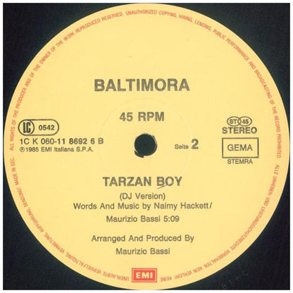 BALTIMORA - TARZAN BOY | 12'' MAXI SINGLE USADO