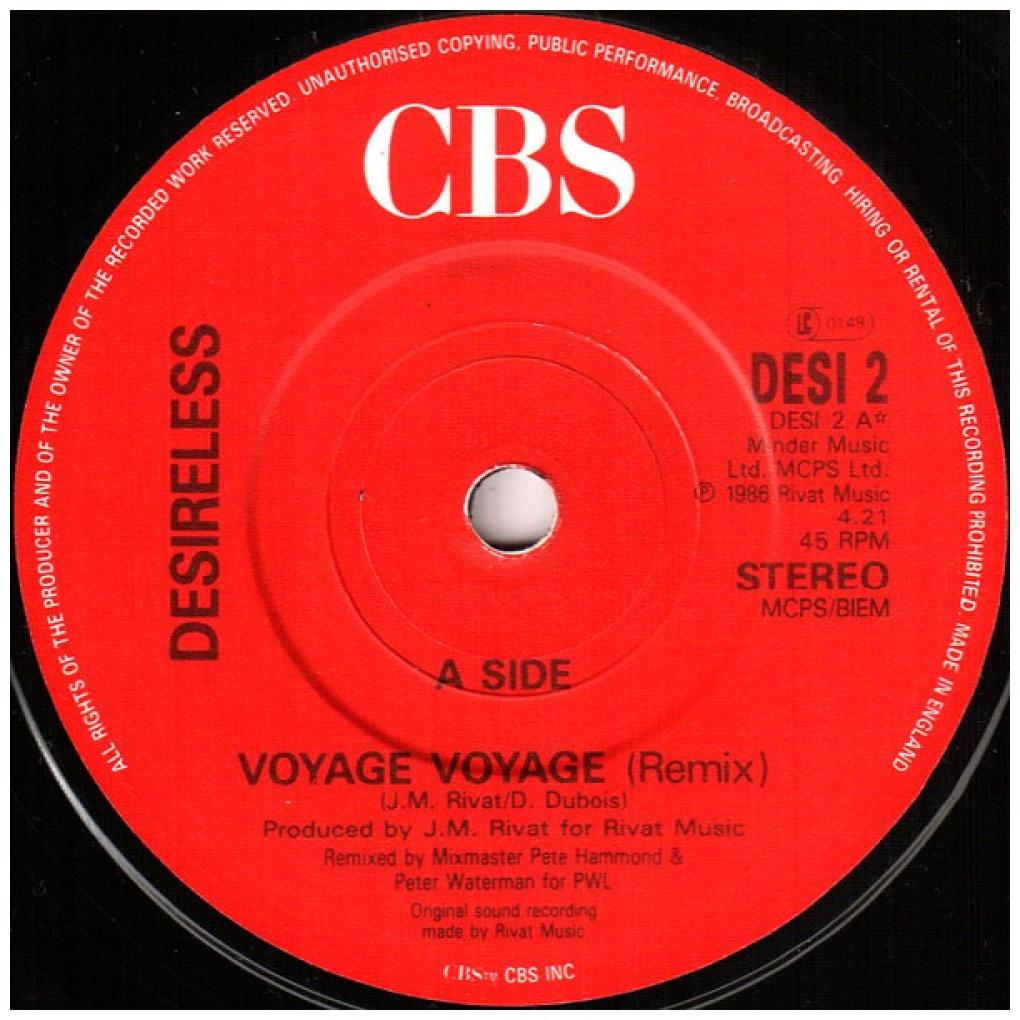 DESIRELLES - VOYAGE, VOYAGE (REMIXED) | 7" SINGLE USADO