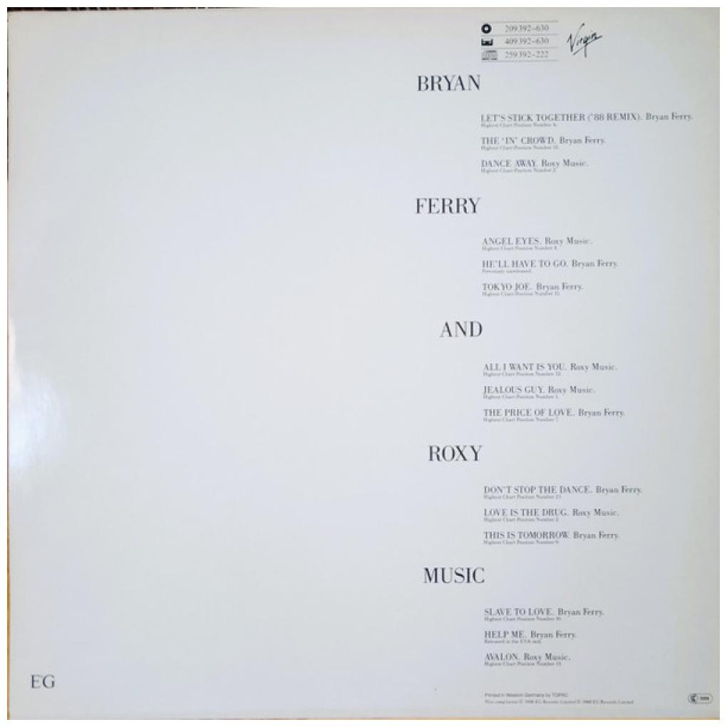 BRYAN FERRY With ROXY MUSIC - THE ULTIMATE COLLECTION | VINILO USADO