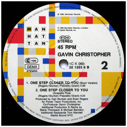 GAVIN CHRISTOPHER - ONE STEP CLOSER TO YOU | 12'' MAXI SINGLE USADO