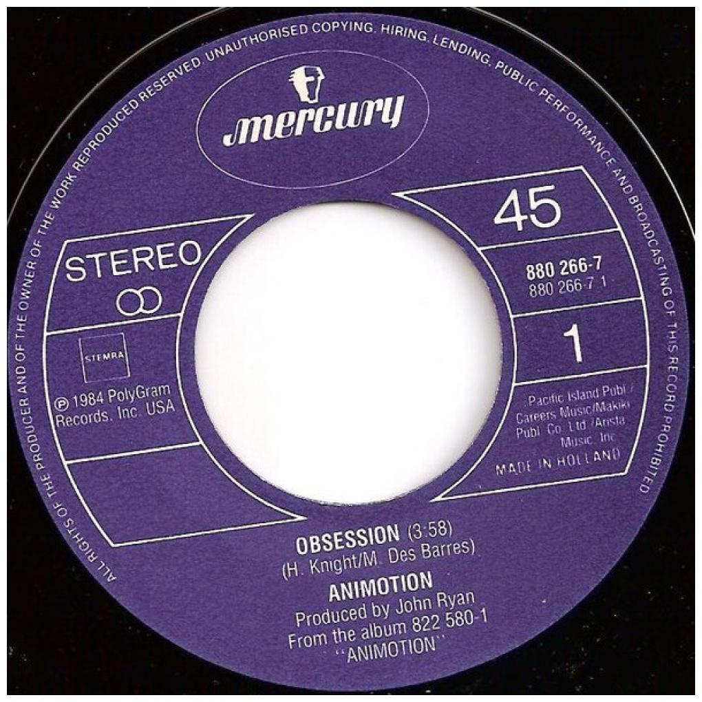 ANIMOTION - OBSESSION | 7" SINGLE USADO