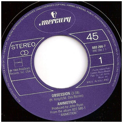 ANIMOTION - OBSESSION | 7" SINGLE USADO