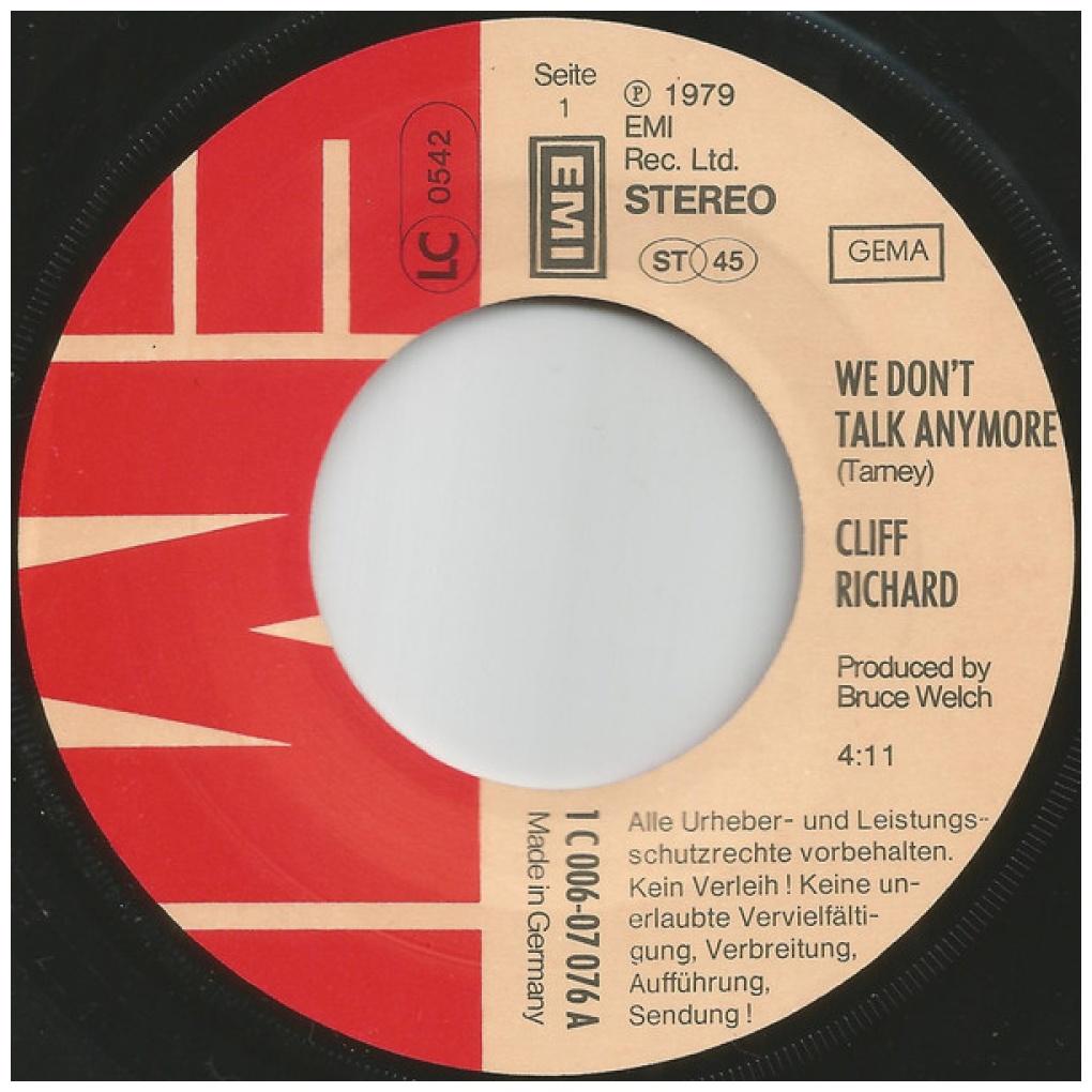 CLIFF RICHARD - WE DON'T TALK ANYMORE | 7" SINGLE USADO