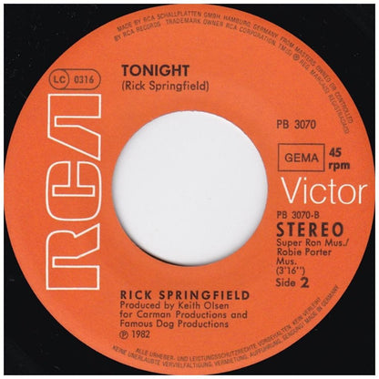 RICK SPRINGFIELD - DON'T TALK TO STRANGERS | 7" SINGLE USADO