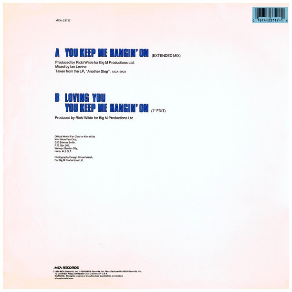 KIM WILDE - YOU KEEP ME HANGIN' ON | 12'' MAXI SINGLE USADO