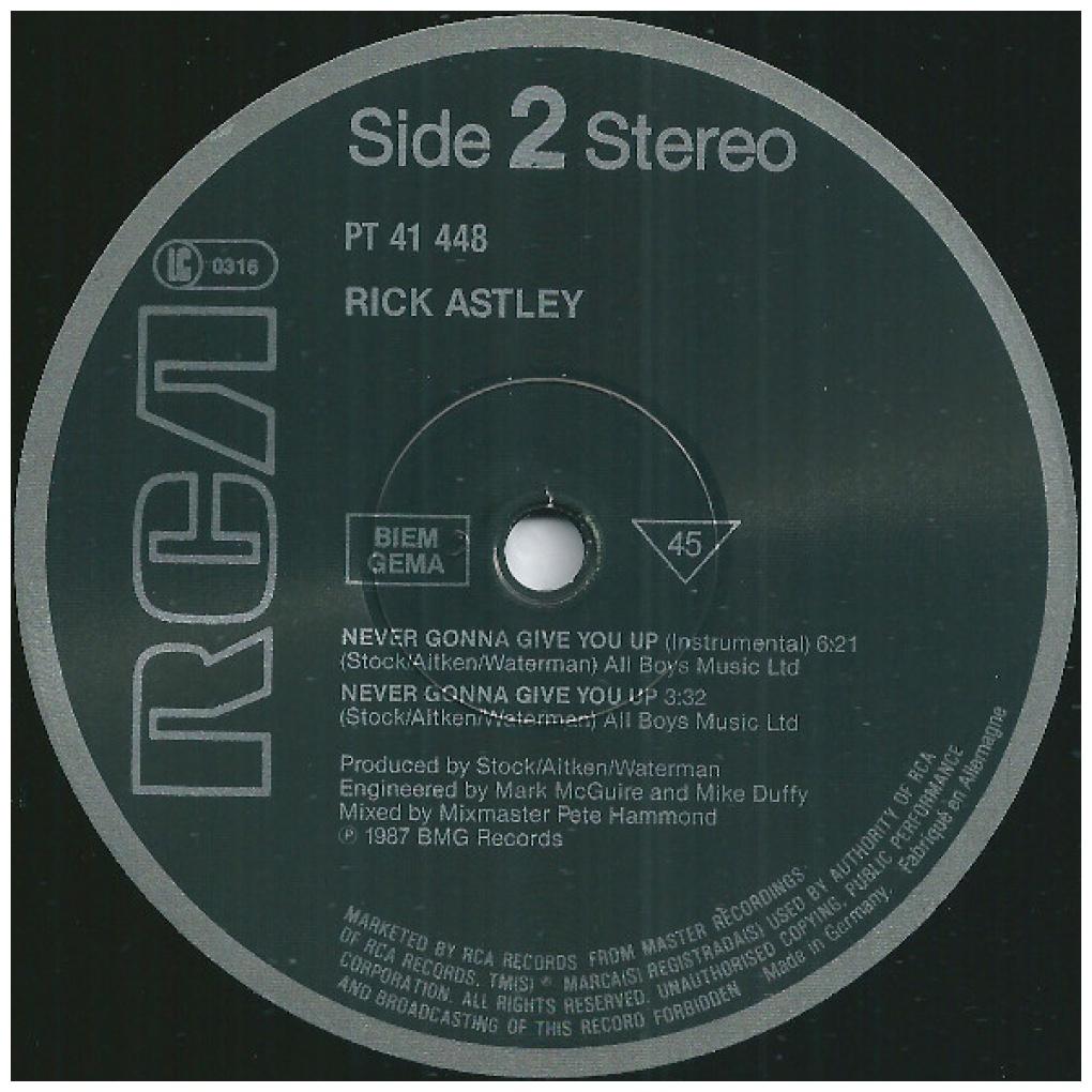 RICK ASTLEY - NEVER GONNA GIVE YOU UP | 12'' MAXI SINGLE USADO