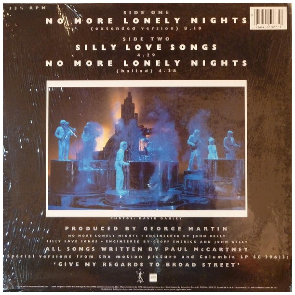PAUL McCARTNEY - NO MORE LONELY NIGHTS/SILLY LOVE SONGS (PROMO COPY) | 12'' MAXI SINGLE USADO