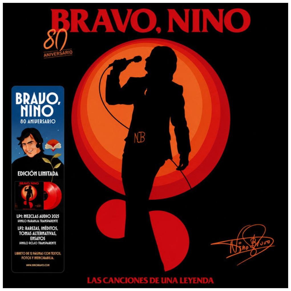 NINO BRAVO - LAS CANCIONES DE UNA LEYENDA (80 ANIVERSARIO) (2LP) (RED & ORANGE VINYL) | VINILO