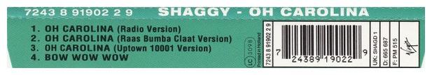 SHAGGY - OH CAROLINA | CD SINGLE USADO