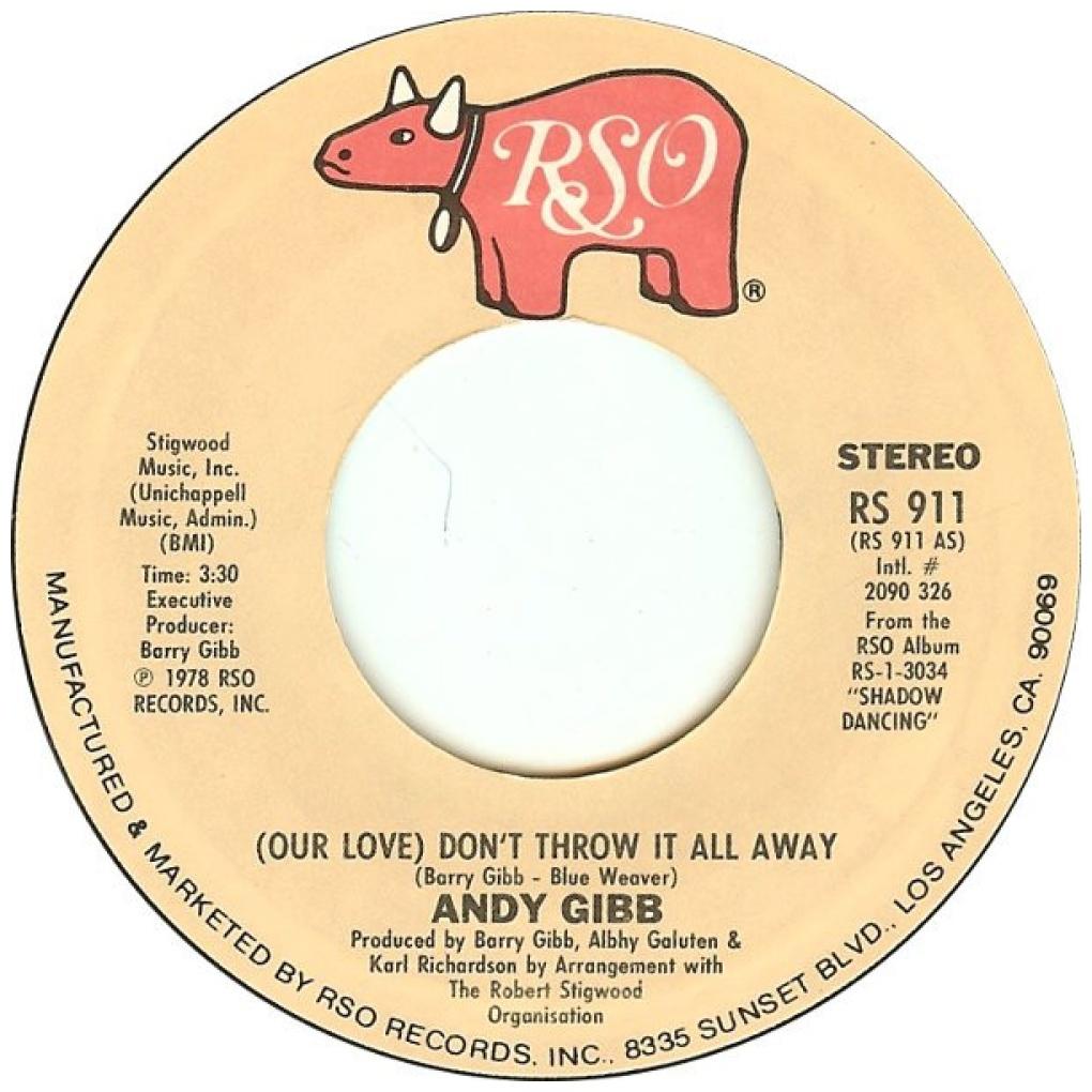 ANDY GIBB - (OUR LOVE) DON'T THROW IT ALL AWAY | 7" SINGLE USADO