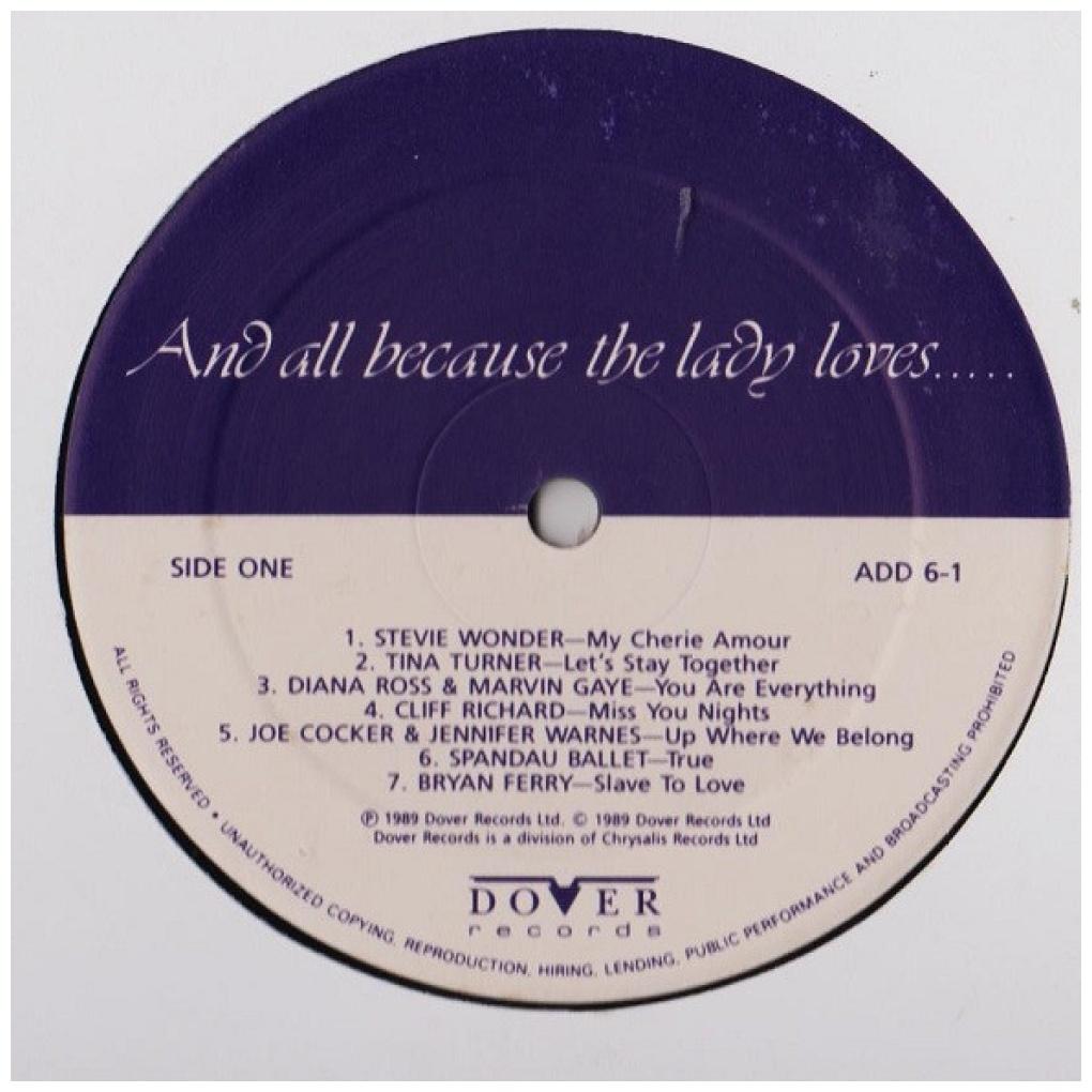 AND ALL BECAUSE THE LADY LOVES - VARIOUS ARTIST: 14 GREAT LOVE SONGS | VINILO USADO