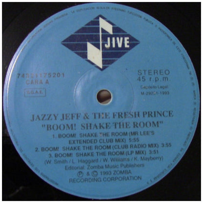 JEFF & FRESH PRINCE JAZZY - BOOM SHAKE THE ROOM | 12'' MAXI SINGLE USADO