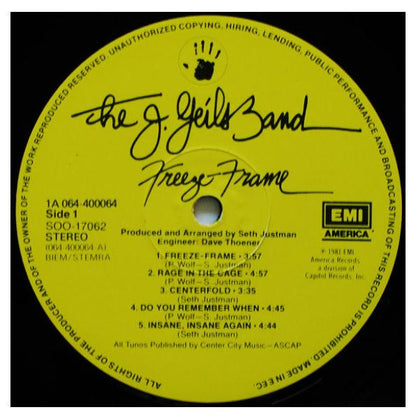 J. GEILS BAND  - FREEZE FRAME  | VINILO USADO