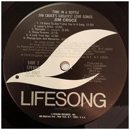 JIM CROCE - TIME IN A BOTTLE: GREATEST LOVE SONGS | VINILO USADO