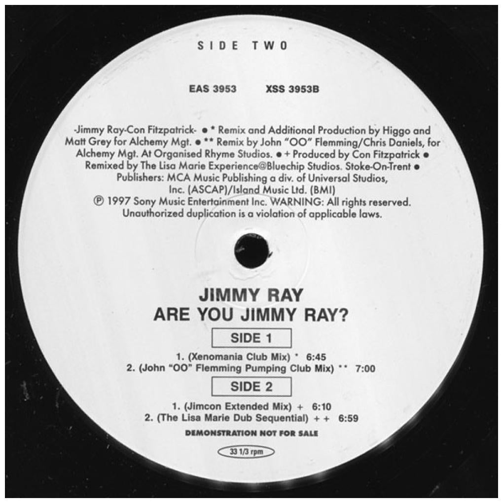 JIMMY RAY - ARE YOU JIMMY RAY (THE REMIXES) (PROMO COPY) | 12" MAXI SINGLE VINILO USADO