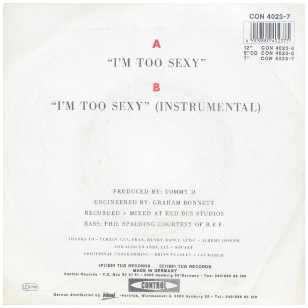 RIGHT SAID FRED - I'M TOO SEXY | 7" SINGLE USADO