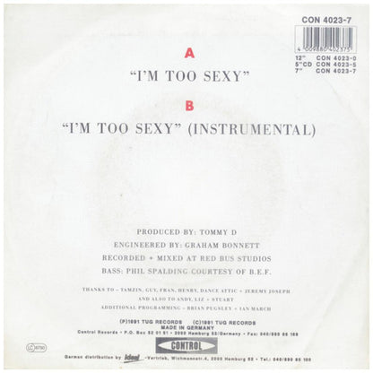 RIGHT SAID FRED - I'M TOO SEXY | 7" SINGLE USADO