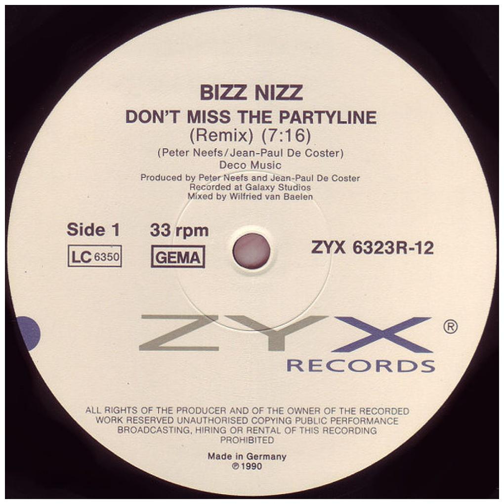 BIZZ NIZZ - DON'T MISS THE PARTY LINE | 12'' MAXI SINGLE USADO