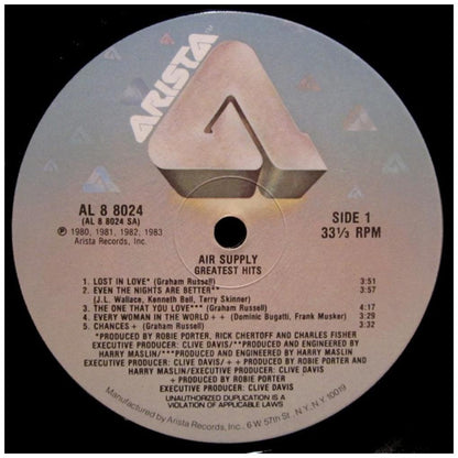 AIR SUPPLY - GREATEST HITS | VINILO USADO