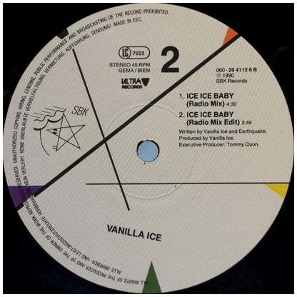 VANILLA ICE - ICE ICE BABY | 12'' MAXI SINGLE USADO