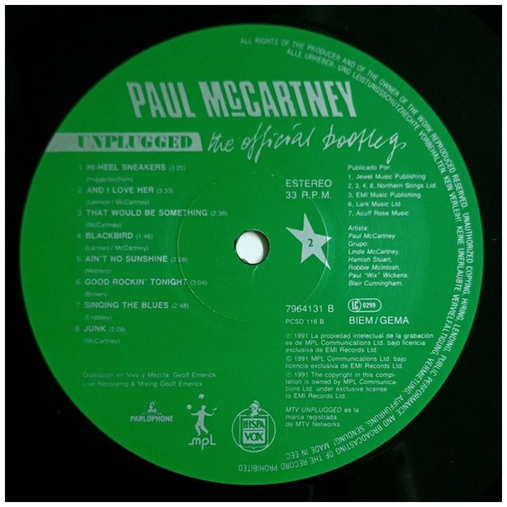 PAUL McCARTNEY - UNPLUGGED: THE OFFICIAL BOOKLEG} | VINILO USADO