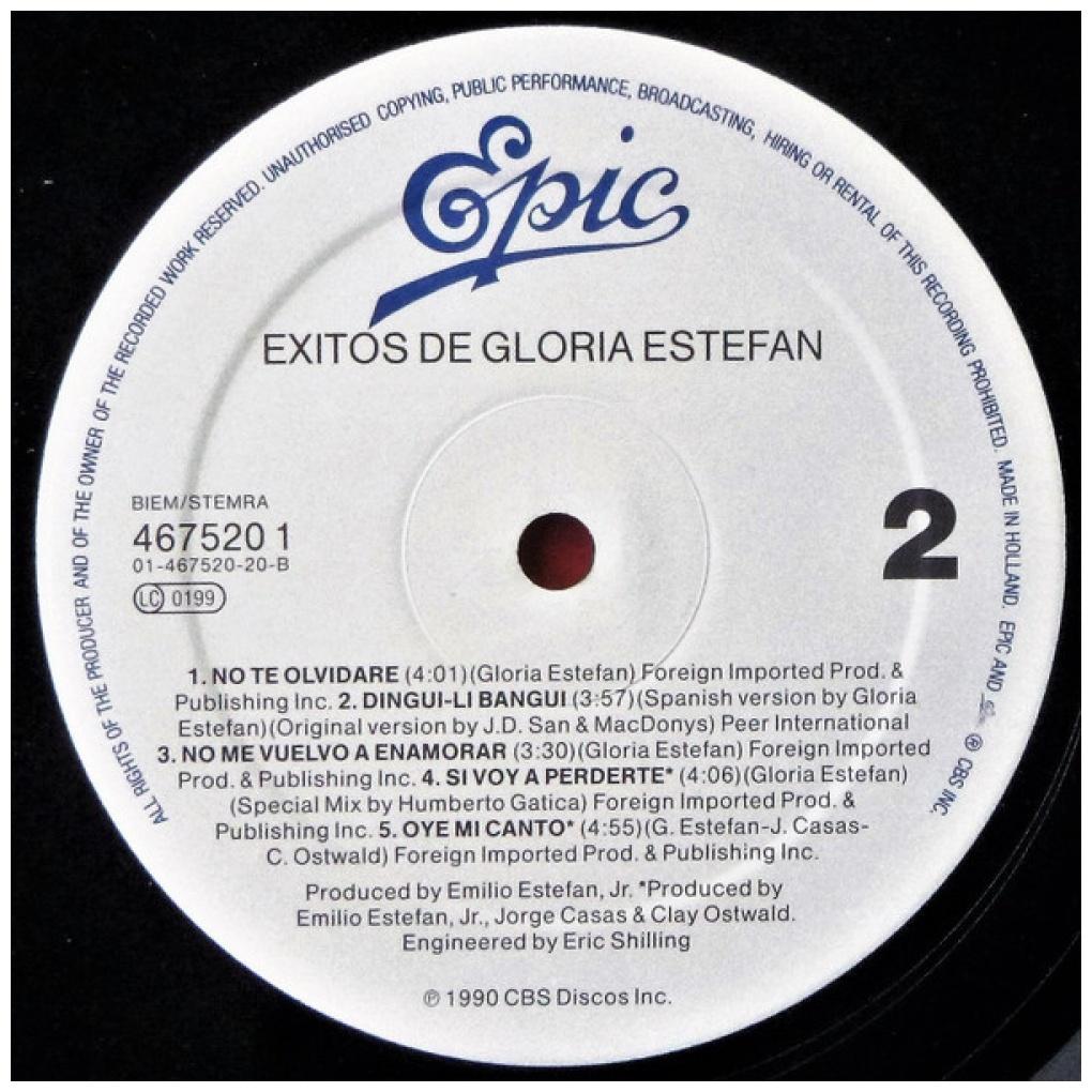 GLORIA ESTEFAN - EXITOS DE GLORIA ESTEFAN | VINILO USADO