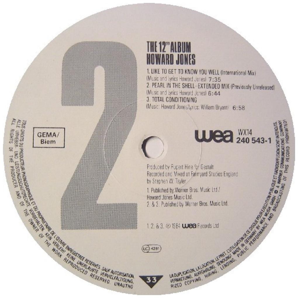 HOWARD JONES - THE 12" ALBUM | VINILO USADO