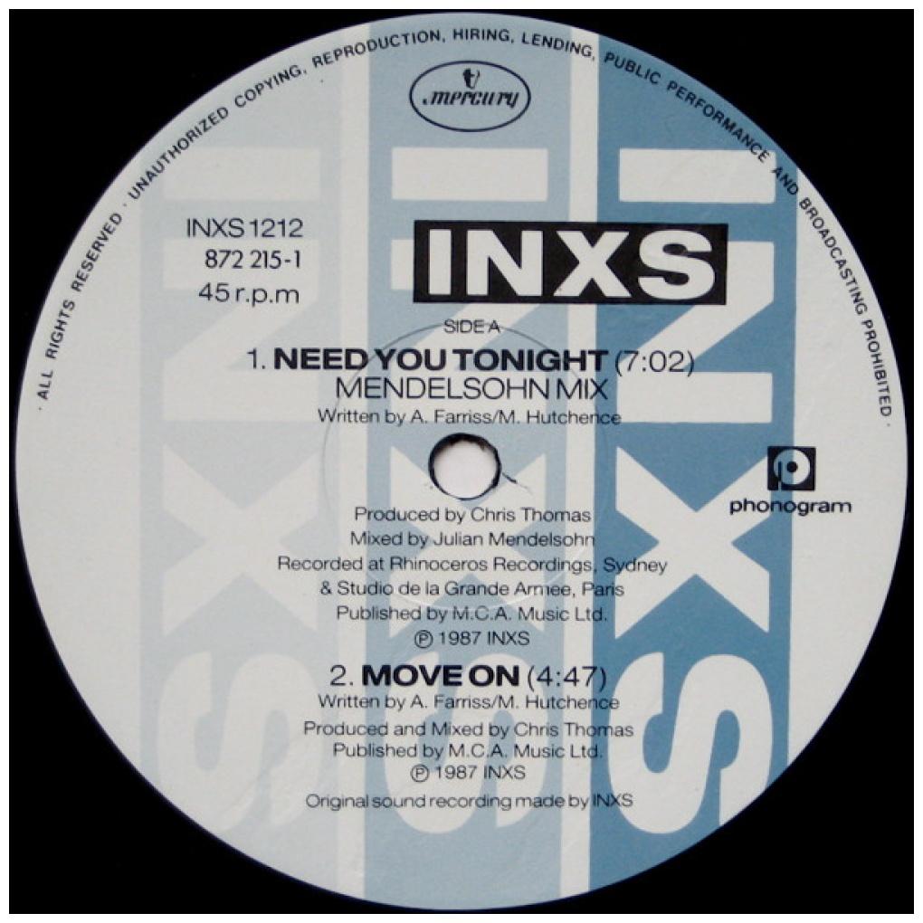 INXS - NEED YOU TONIGHT | 12'' MAXI SINGLE USADO