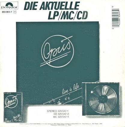 OPUS - POSITIVE/FLYING HIGH (LIVE) | 7" SINGLE VINILO USADO