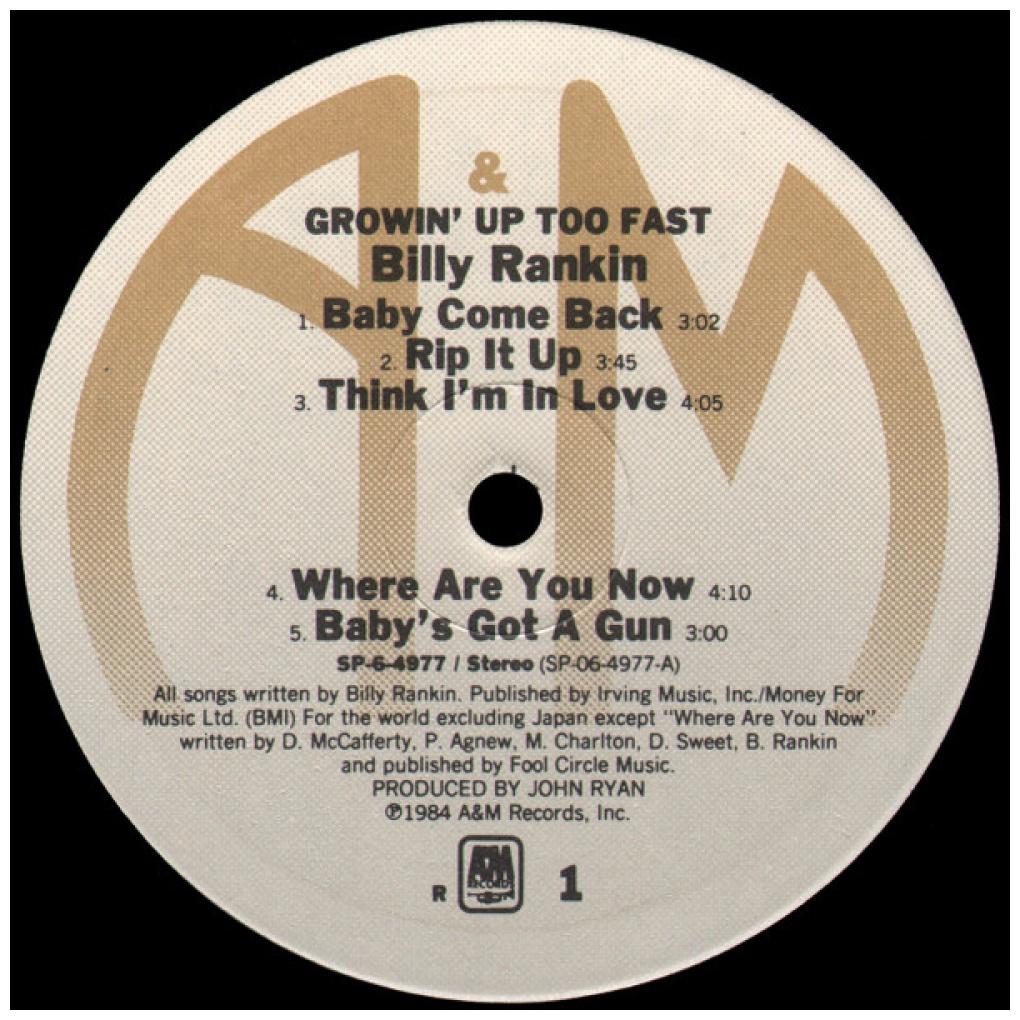 BILLY RANKING - GROWIN' UP TOO FAST | VINILO USADO