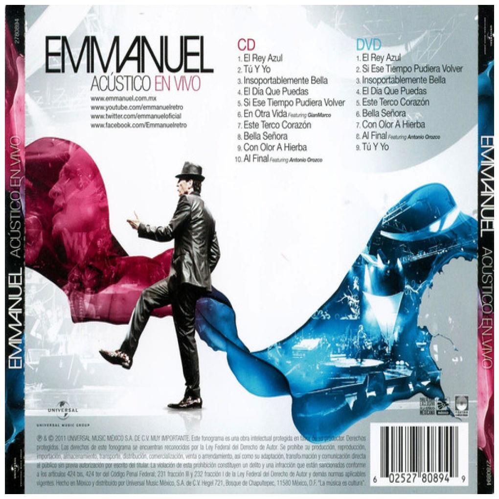 EMMANUEL - ACUSTICO EN VIVO (CD+DVD) | CD