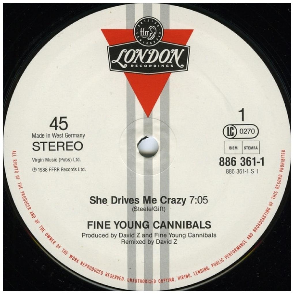 FINE YOUNG CANNIBALS - SHE DRIVES ME CRAZY | 12'' MAXI SINGLE USADO
