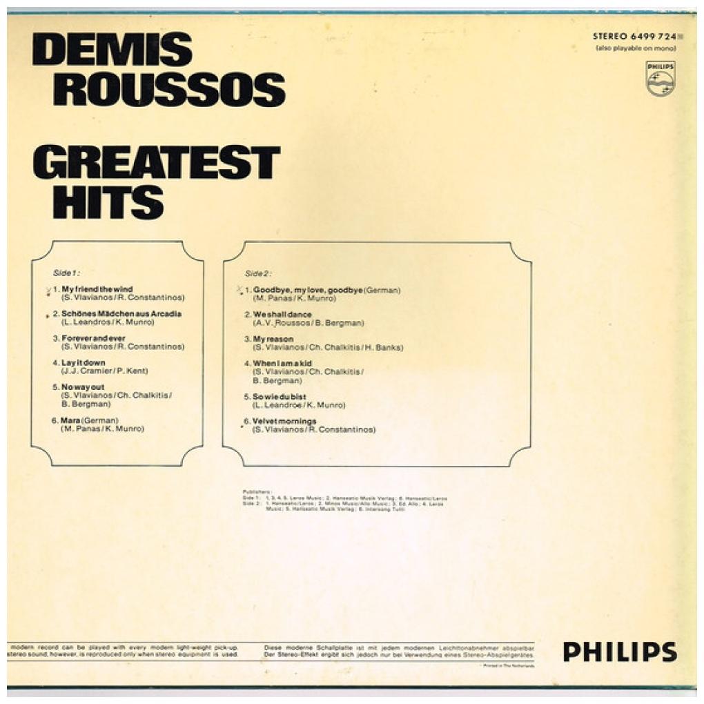 DEMIS ROUSSOS - GREATEST HITS | VINILO USADO