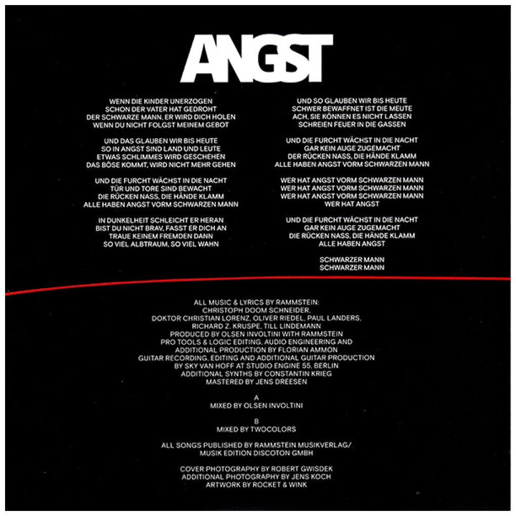 RAMMSTEIN - ANGST (RED VINYL) | 7"
