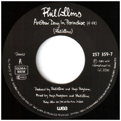 PHIL COLLINS - ANOTHER DAY IN PARADISE | 7" SINGLE USADO
