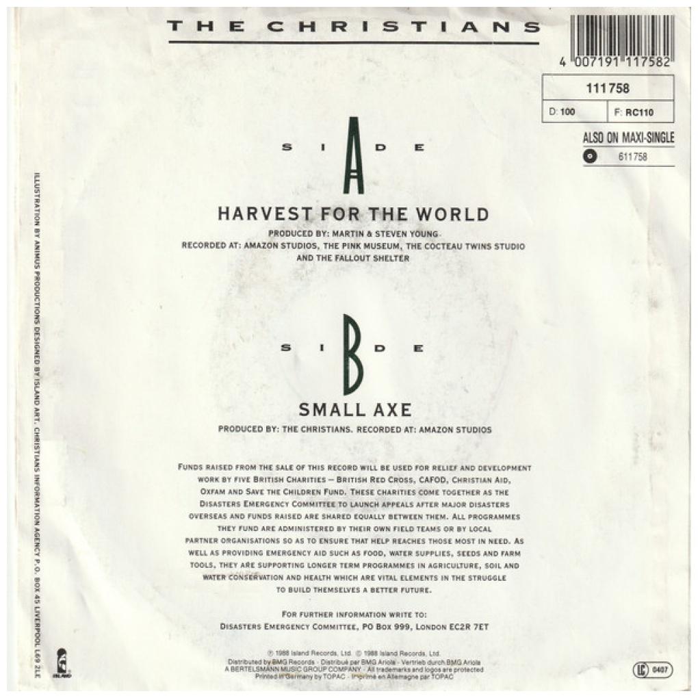 THE CHRISTIANS - HARVEST FOR THE WORLD | 7" SINGLE USADO