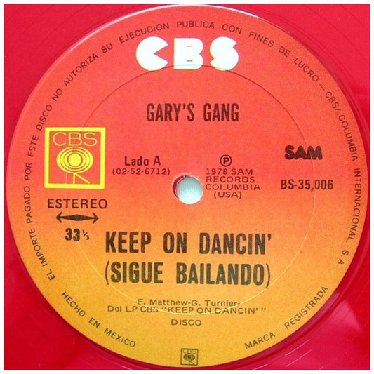 GARY'S GANG - KEEP ON DANCIN'/DO IT AT THE DISCO (RED VINYL) | 12" MAXI SINGLE VINILO USADO