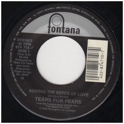 TEARS FOR FEARS - SOWING THE SEEDS OF LOVE | 7" SINGLE USADO