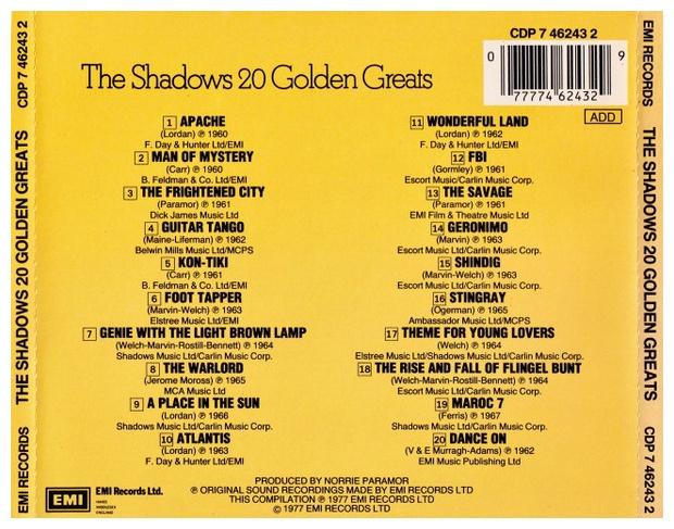 SHADOWS THE - 20 GOLDEN GREATEST HITS | CD