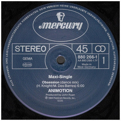 ANIMOTION - OBSESSION (DANCE MIX) | 12'' MAXI SINGLE USADO