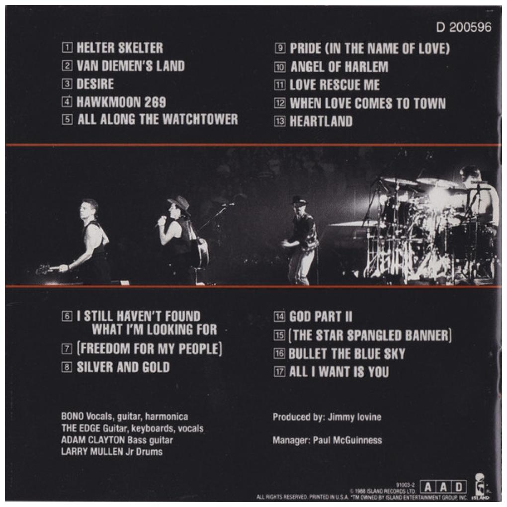 U2 - RATTLE AND HUM | CD USADO