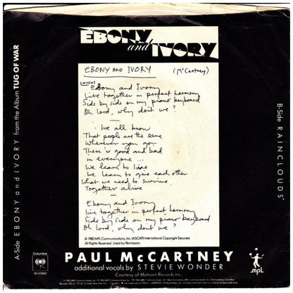 PAUL MccARTNEY ft. STEVIE WONDER - EBONY AND IVORY | 7" SINGLE USADO
