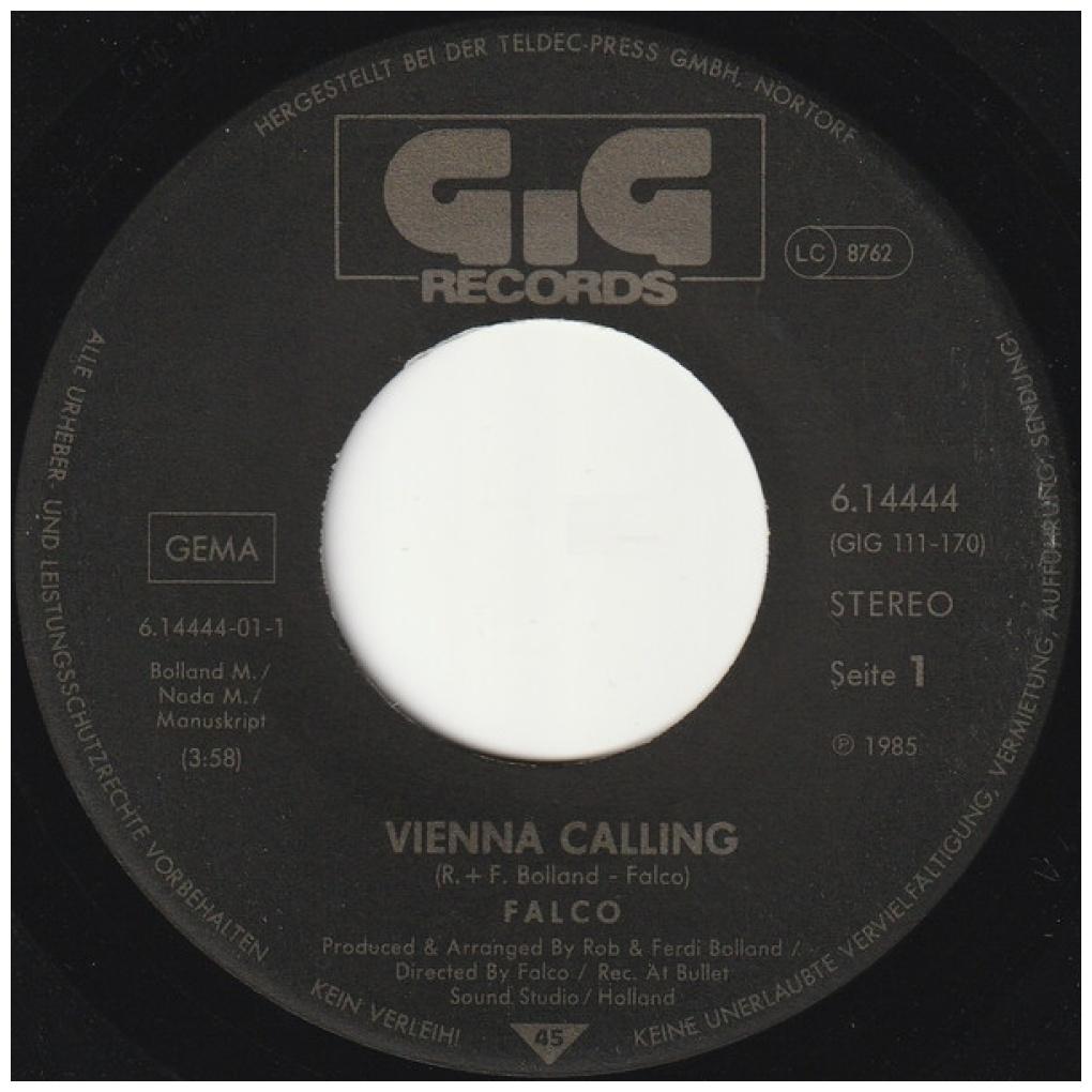 FALCO - VIENNA CALLING | 7" SINGLE USADO