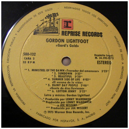 GORDON LIGHTFOOT - GORDON'S GOLD (2LP) | VINILO USADO