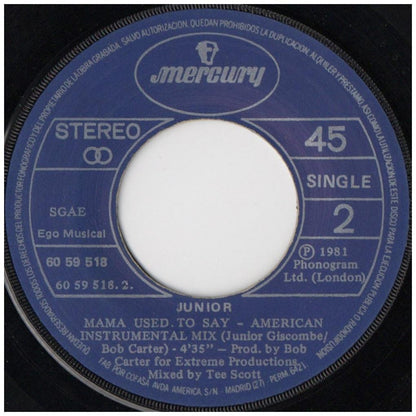 JUNIOR - MAMMA USED TO SAY | 7" SINGLE USADO